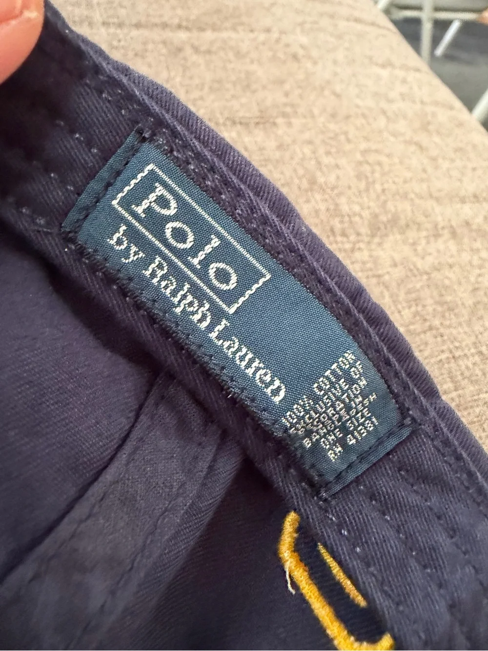 Preloved Boys Ralph Lauren Navy Cap with Yellow Polo Logo and Number 3